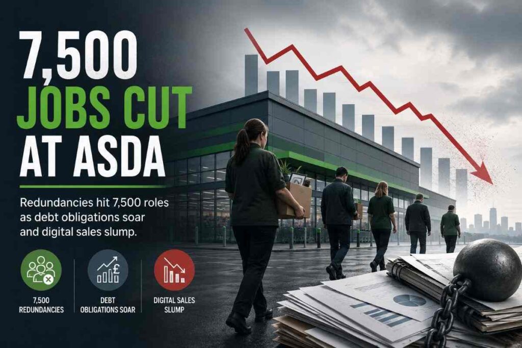 Asda Redundancies Hit 7,500 Roles as Debt Obligations Soar and Digital Sales Slump Asda Cuts 7,500 Jobs