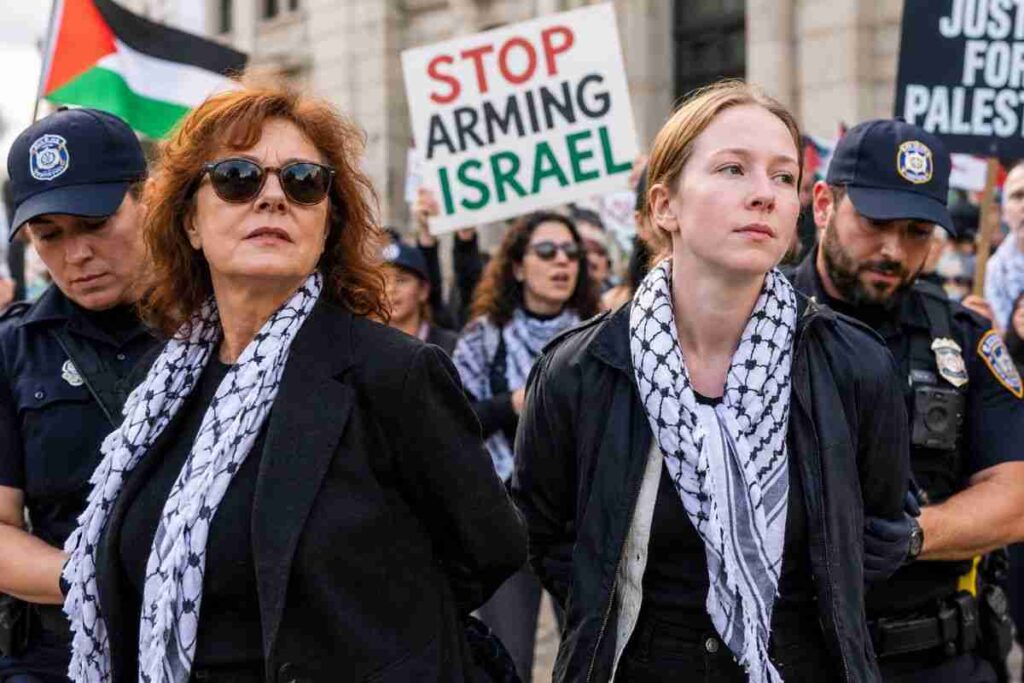 Susan Sarandon and Hacks Star Hannah Einbinder Detained at Netanyahu Protest: What Happened? Sarandon & Einbinder Detained